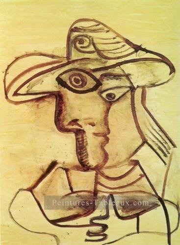 Buste au chapeau 1971 cubisme Pablo Picasso Peintures à l'huile